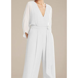 AW BRIDAL 16 1X plus ivory Flossie long sleeve wedding formal jumpsuit NEW B29
